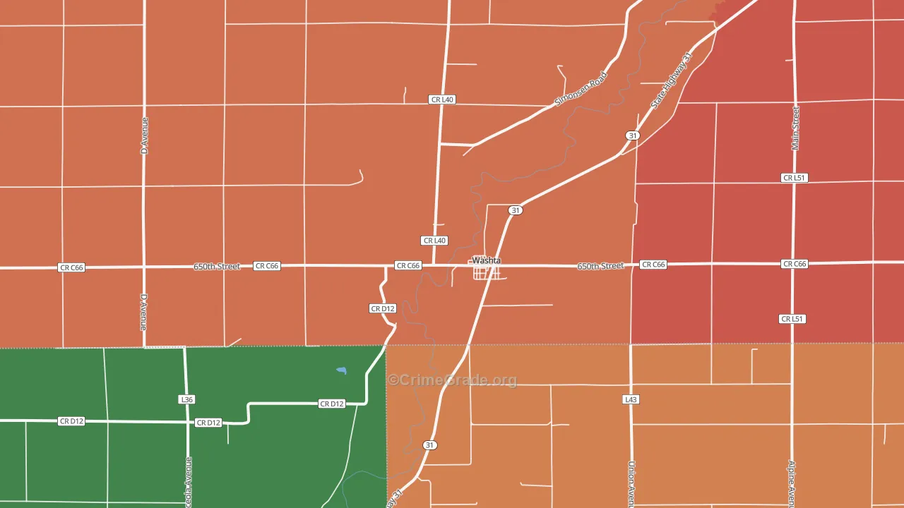 Washta, IA Map of Murder Rates