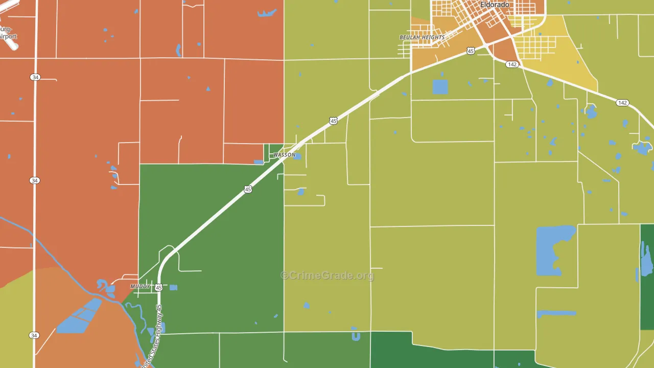 Wasson, IL Map of Murder Rates
