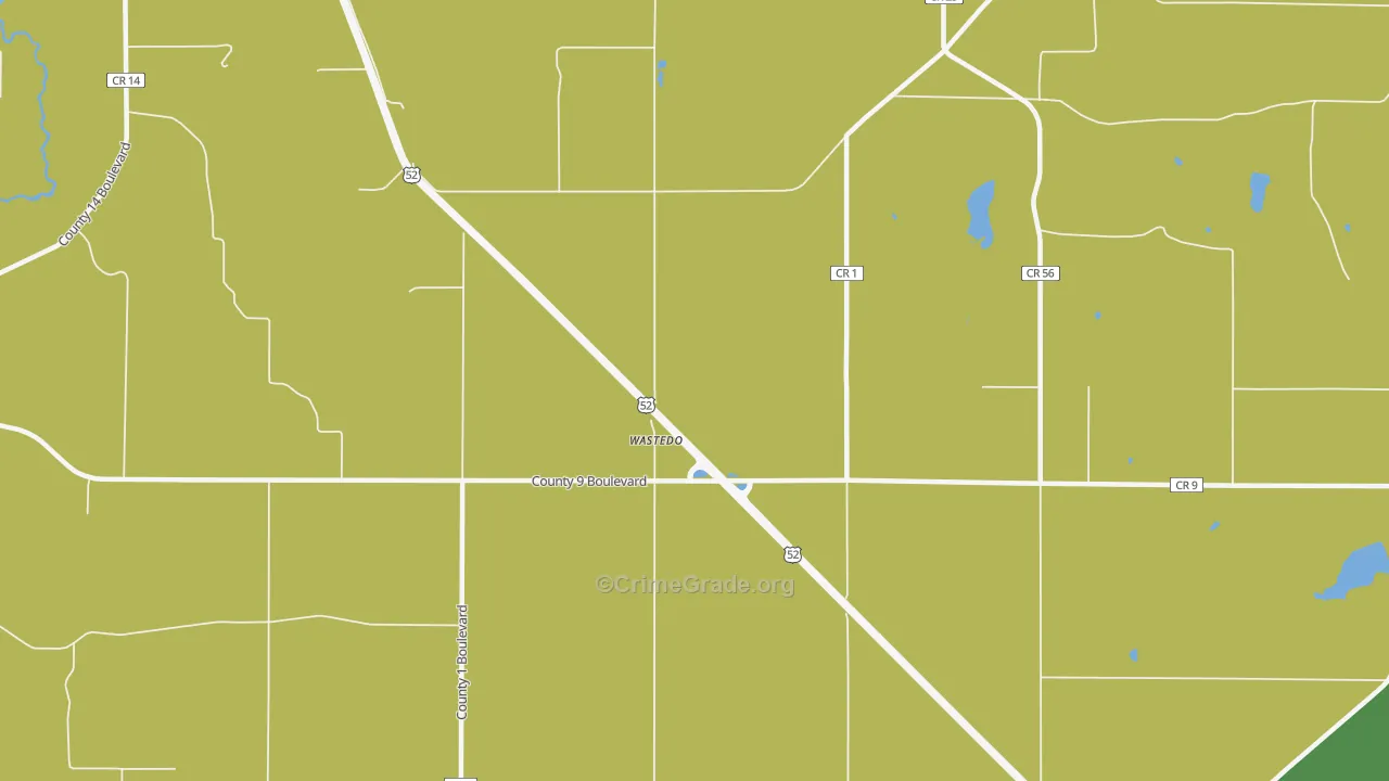 Wastedo, MN Map of Murder Rates