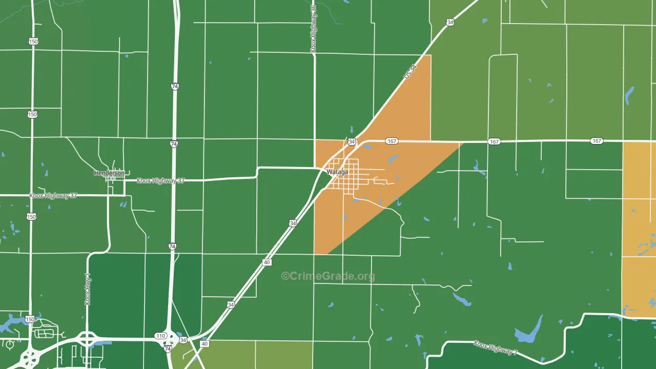 Wataga, IL Map of Murder Rates