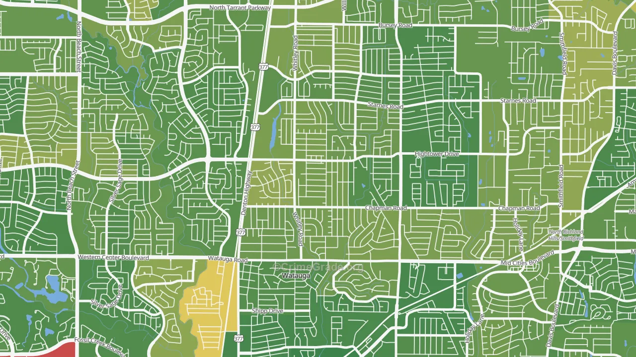 Watauga, TX Map of Murder Rates