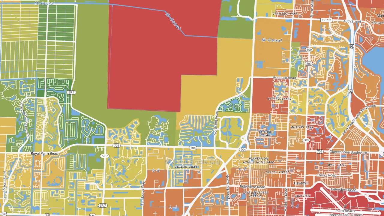 Water Catchment Area, West Palm Beach, FL Map of Murder Rates