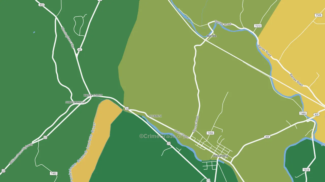 Water Street, PA Map of Murder Rates