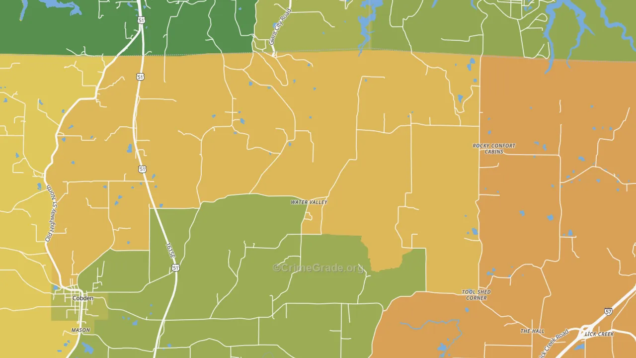 Water Valley, IL Map of Murder Rates