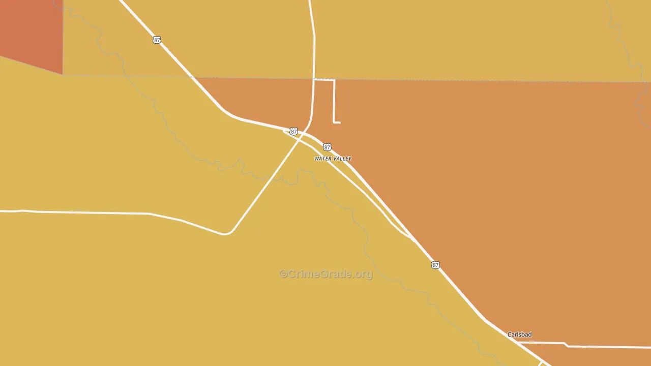 Water Valley, TX Map of Murder Rates