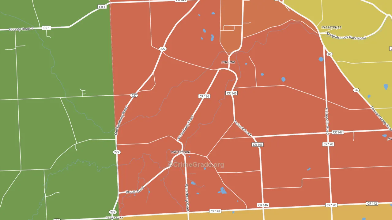Waterburg, NY Map of Murder Rates
