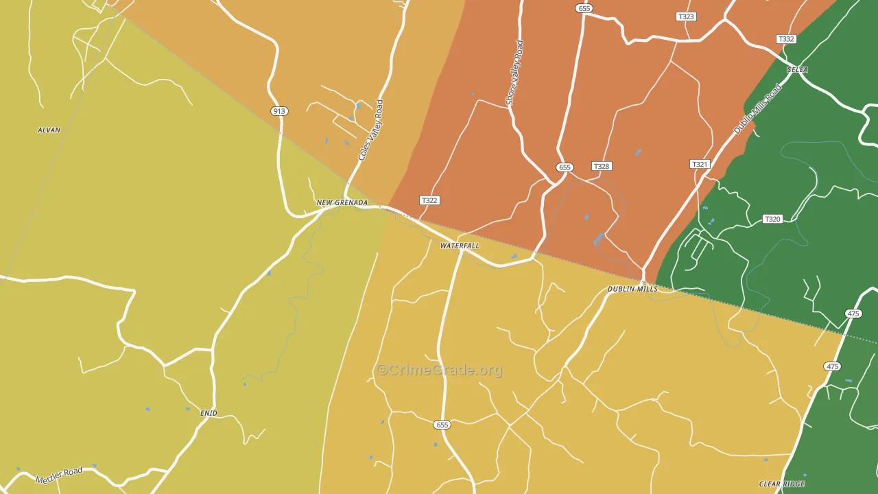 Waterfall, PA Map of Murder Rates