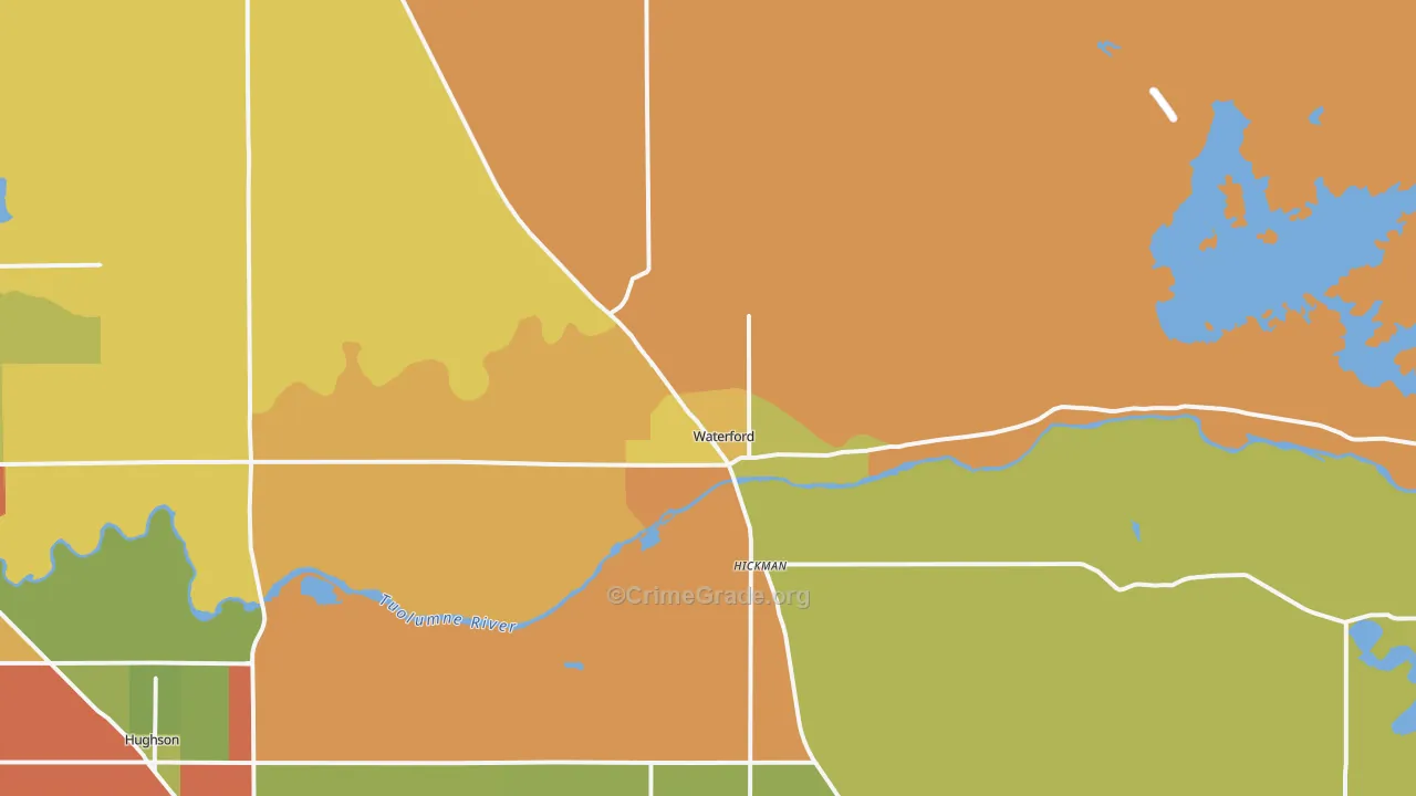 Waterford, CA Map of Murder Rates