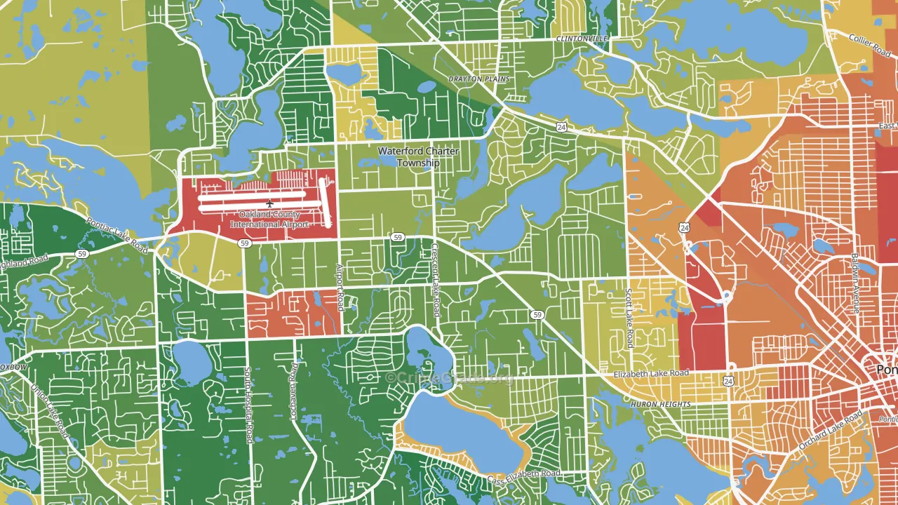 Waterford, MI Map of Murder Rates