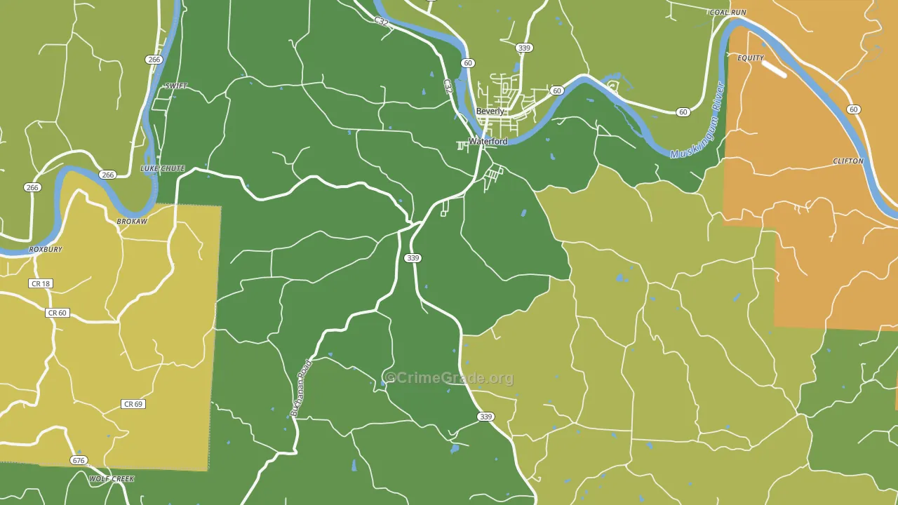 Waterford, OH Map of Murder Rates