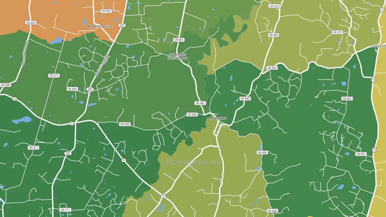 Waterford, VA Map of Murder Rates