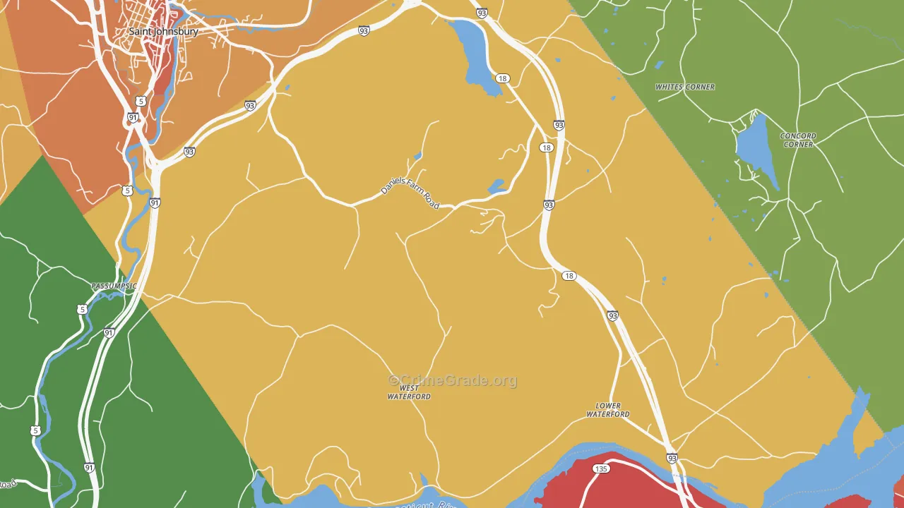 Waterford, VT Map of Murder Rates