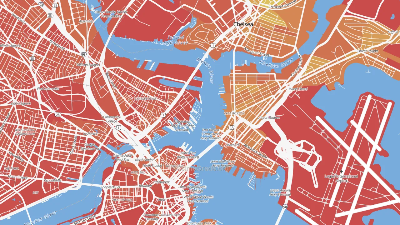 Waterfront, Boston, MA Map of Murder Rates