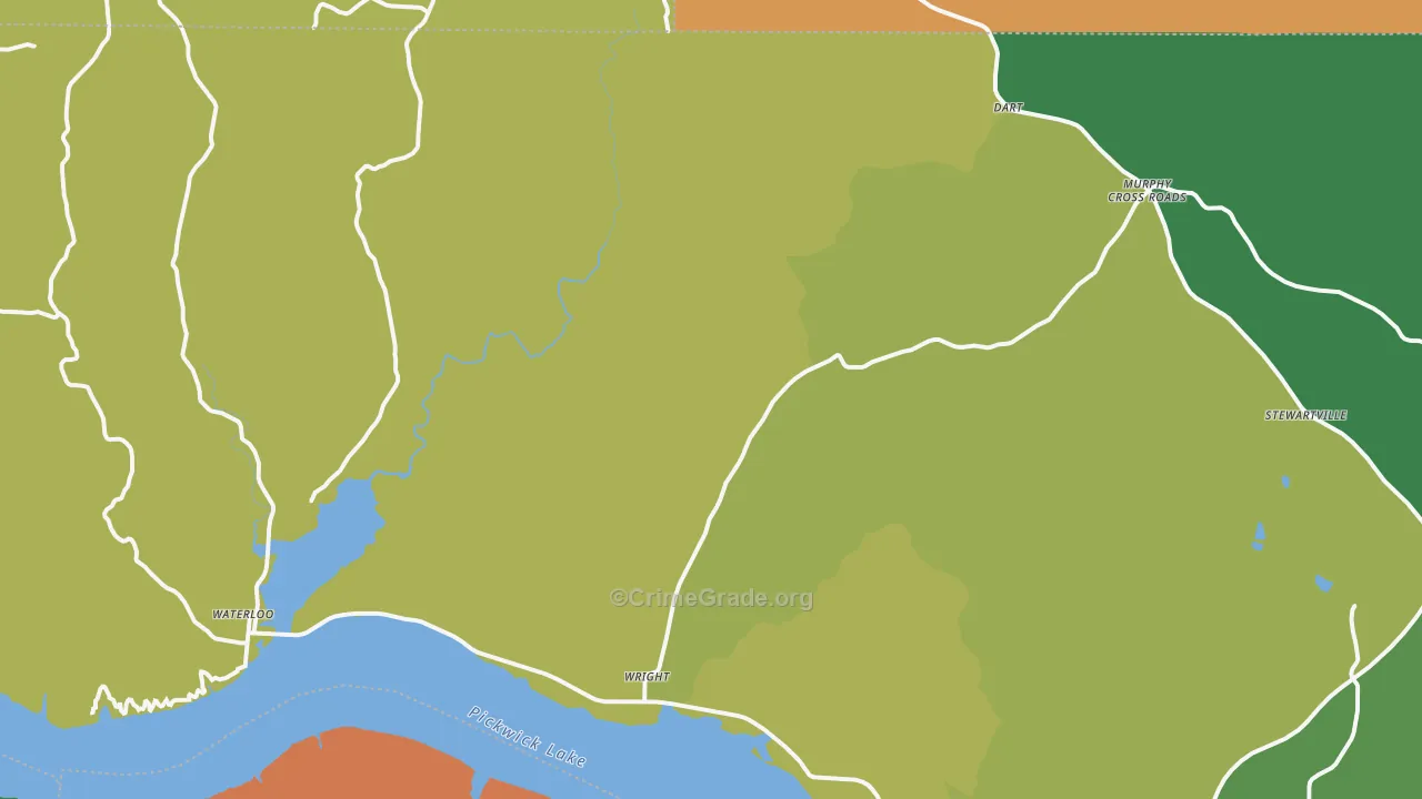 Waterloo, AL Map of Murder Rates