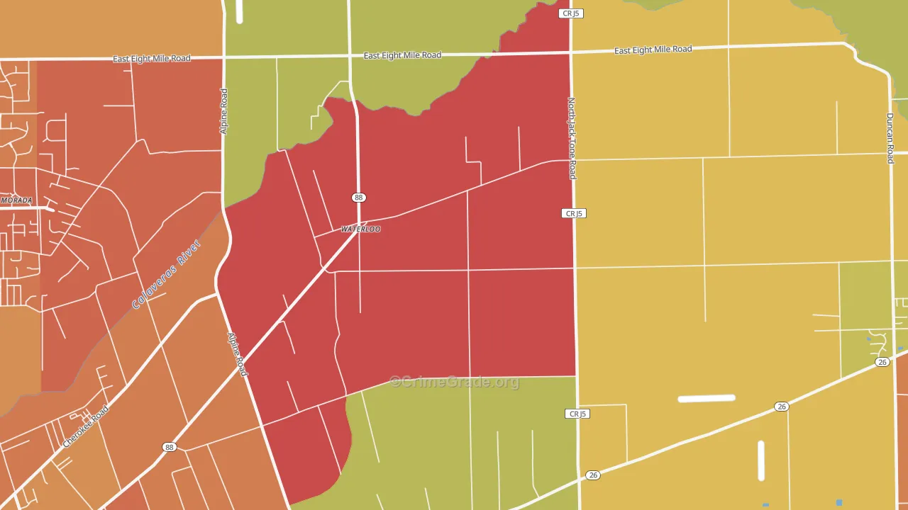 Waterloo, CA Map of Murder Rates