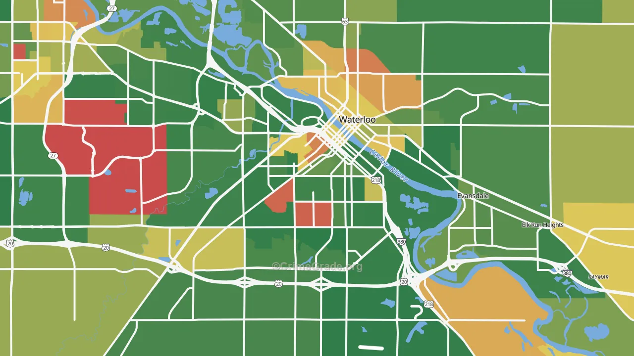 Waterloo, IA Map of Murder Rates