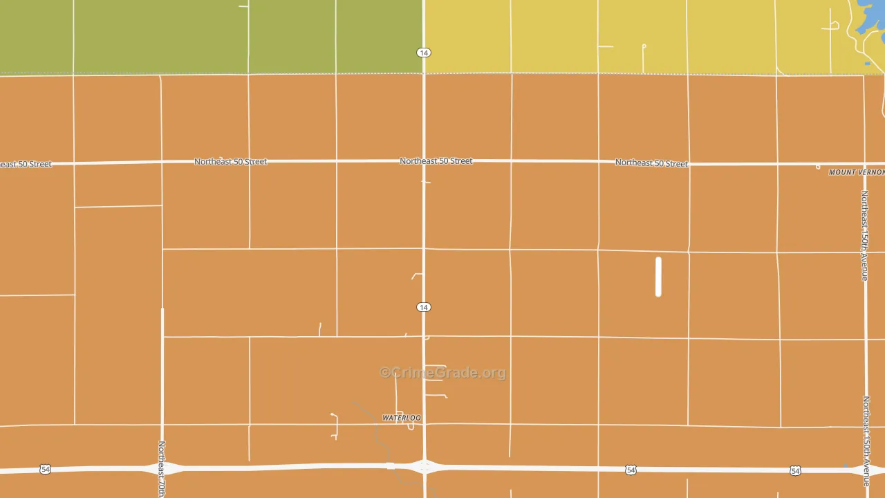 Waterloo, KS Map of Murder Rates