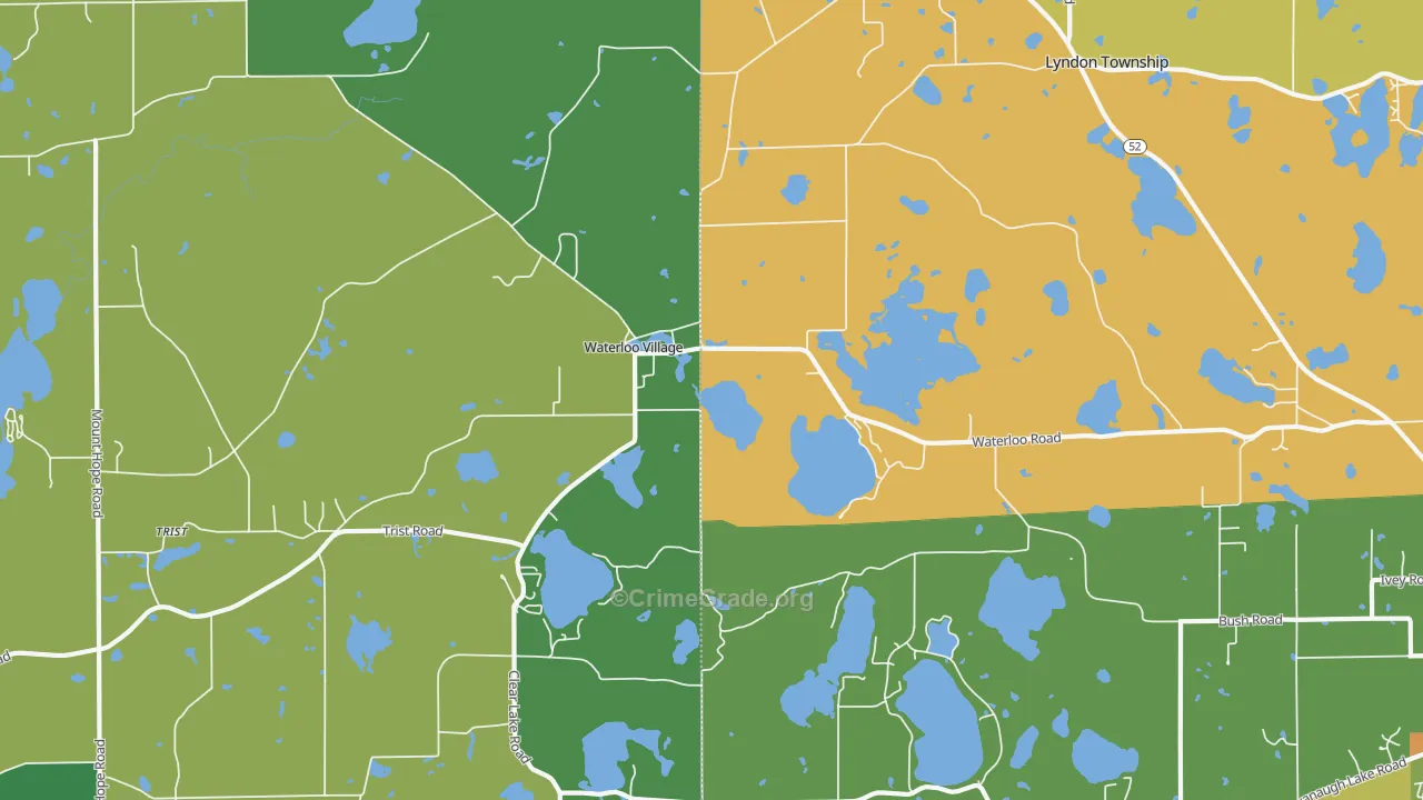 Waterloo, MI Map of Murder Rates