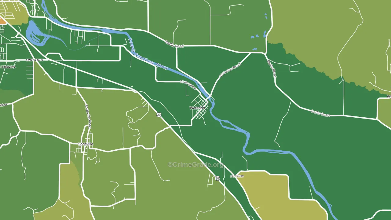 Waterloo, OR Map of Murder Rates