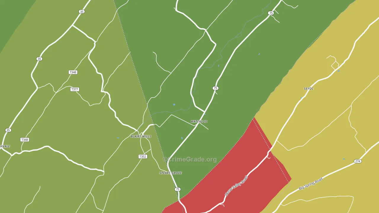Waterloo, PA Map of Murder Rates