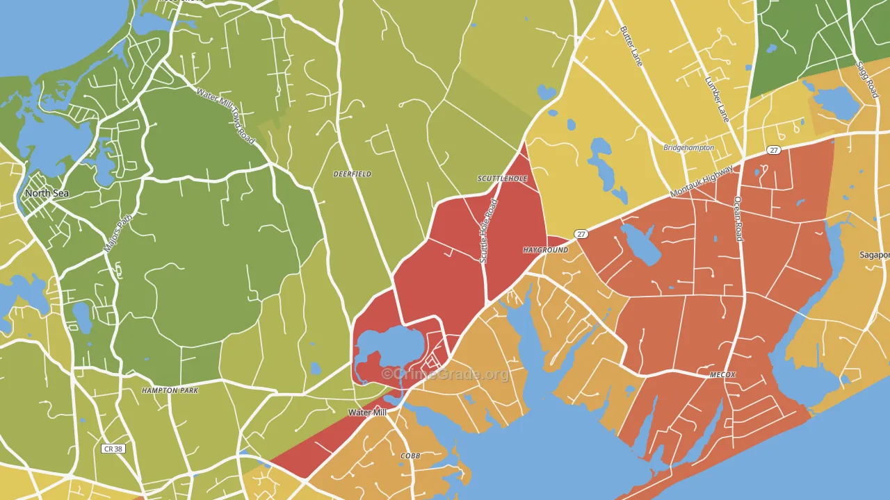 Watermill, NY Map of Murder Rates