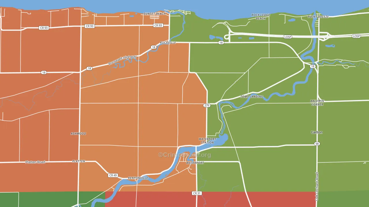 Waterport, NY Map of Murder Rates