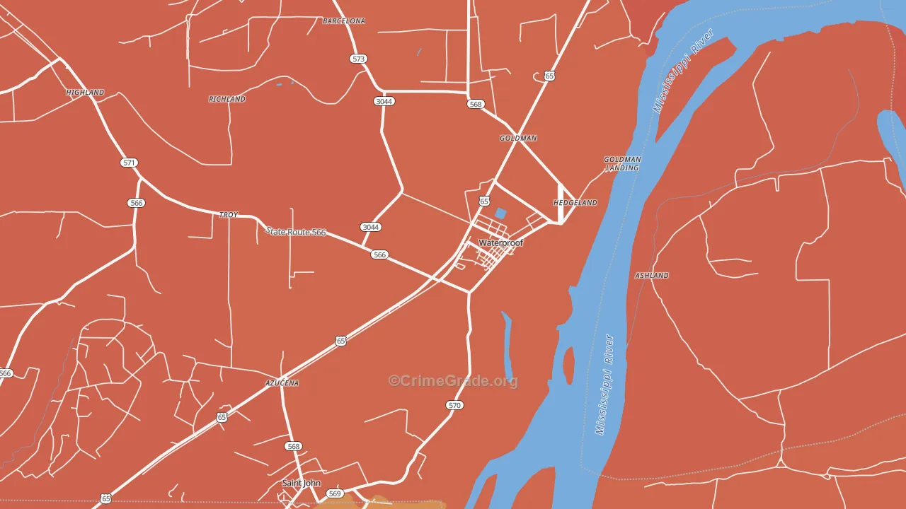 Waterproof, LA Map of Murder Rates