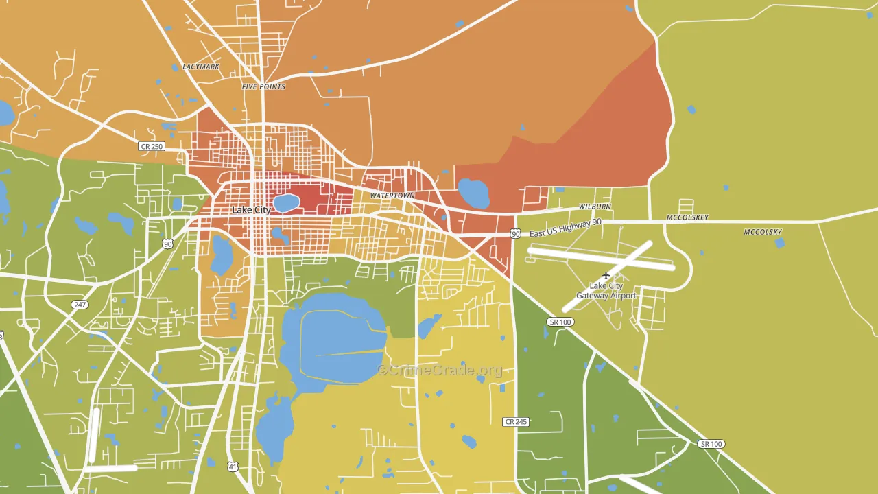 Watertown, FL Map of Murder Rates