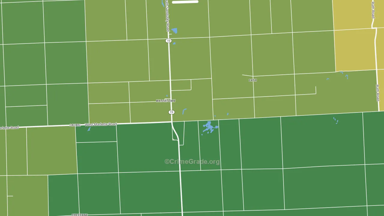 Watertown, MI Map of Murder Rates