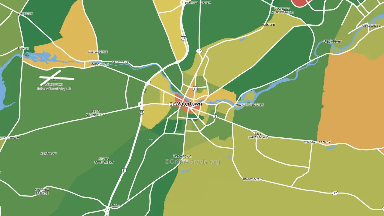 Watertown, NY Map of Murder Rates
