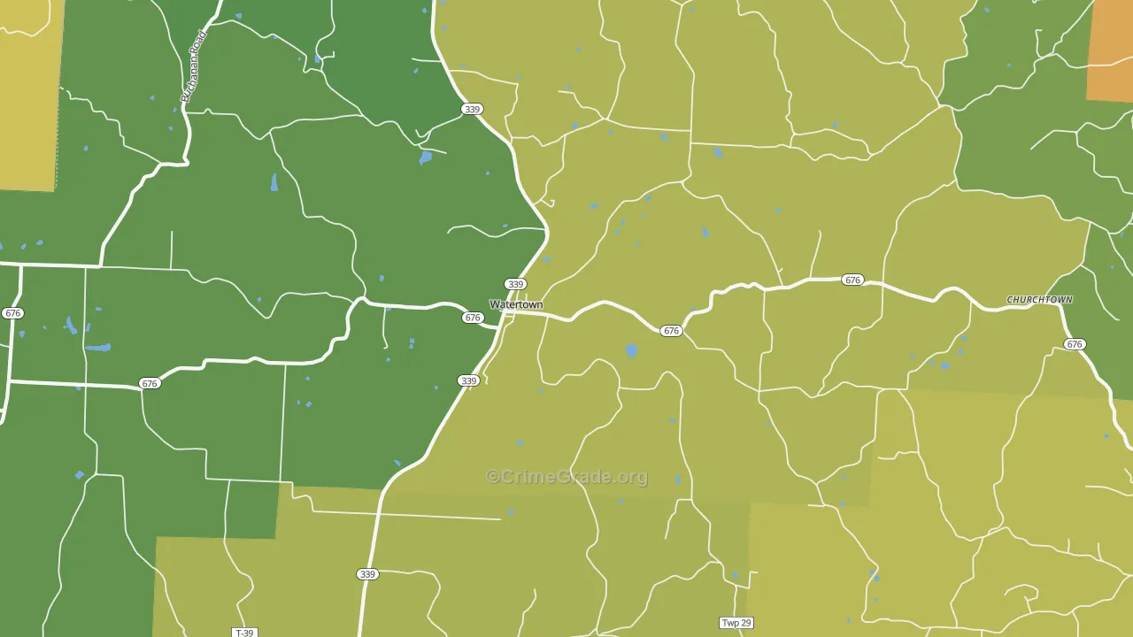 Watertown, OH Map of Murder Rates