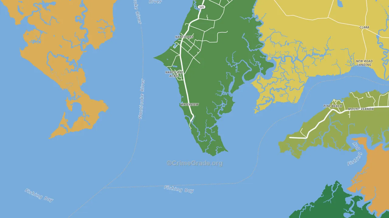 Waterview, MD Map of Murder Rates