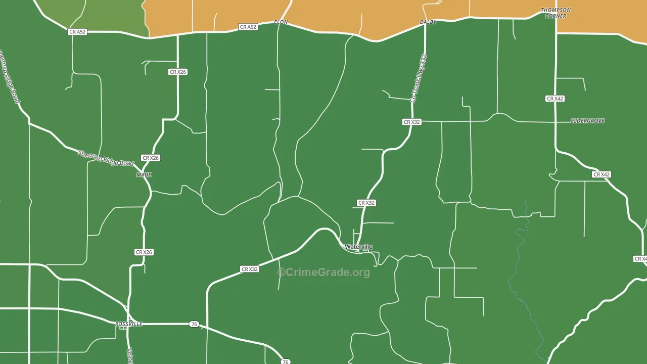 Waterville, IA Map of Murder Rates