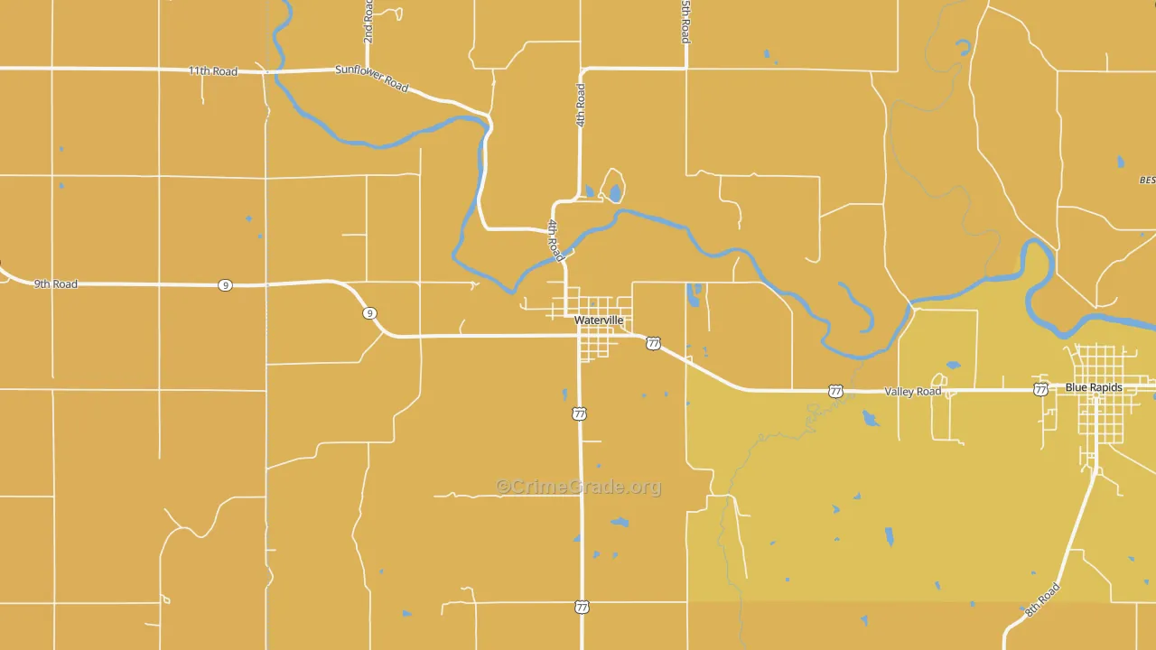 Waterville, KS Map of Murder Rates