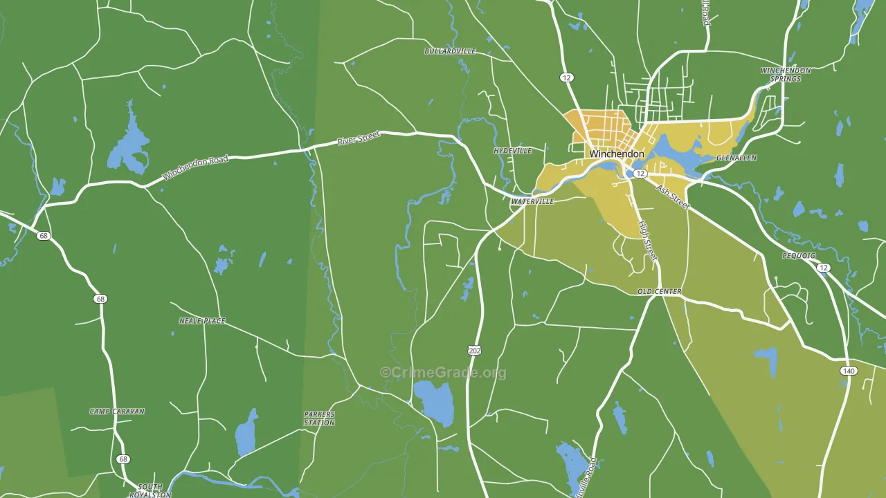 Waterville, MA Map of Murder Rates