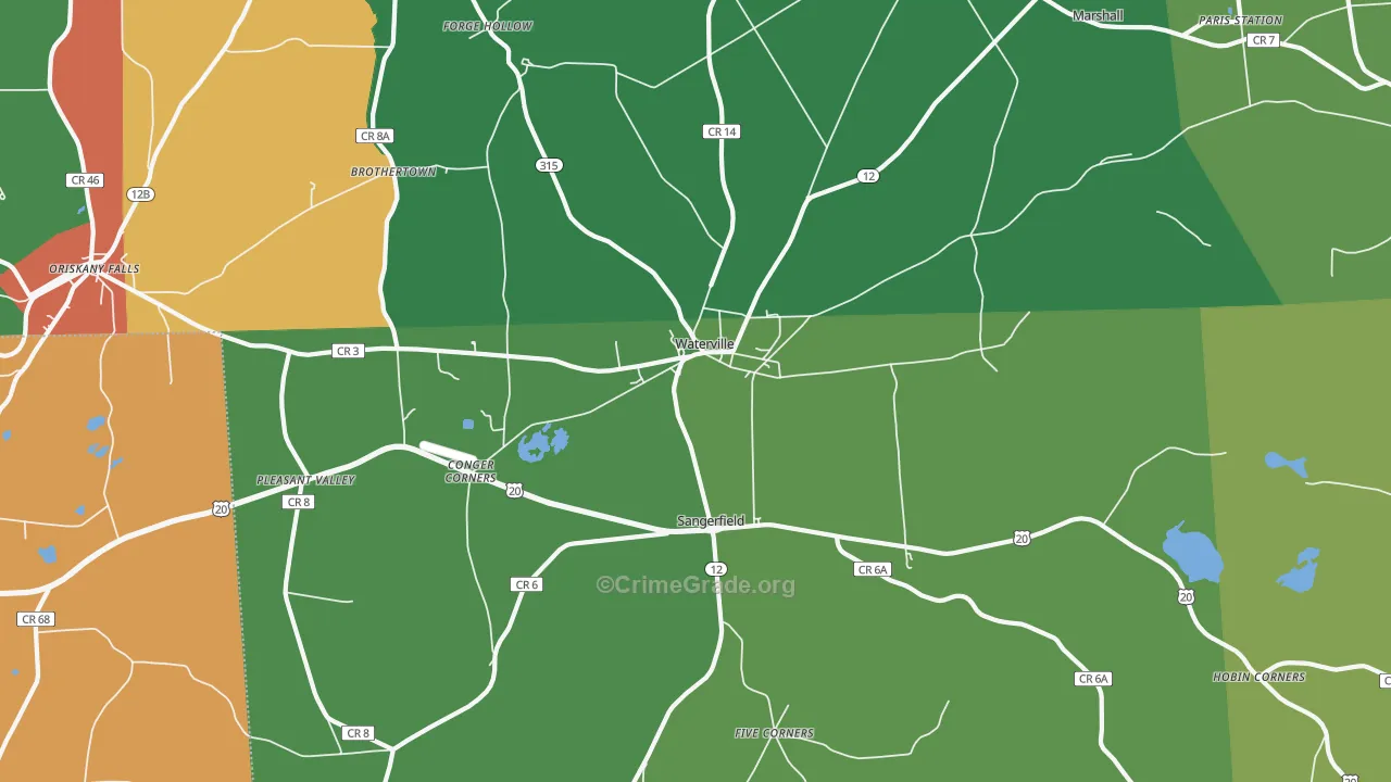 Waterville, NY Map of Murder Rates