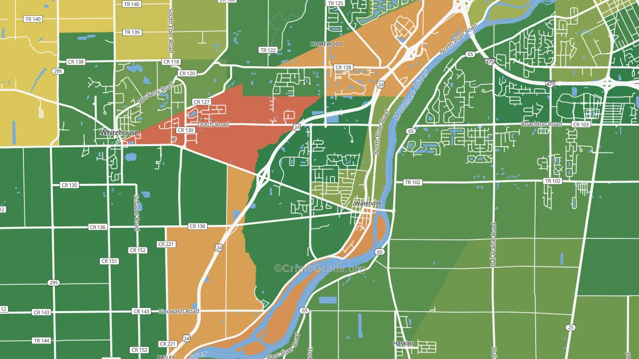 Waterville, OH Map of Murder Rates