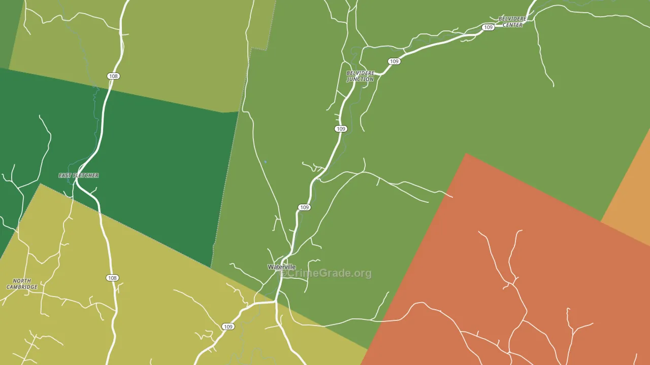 Waterville, VT Map of Murder Rates