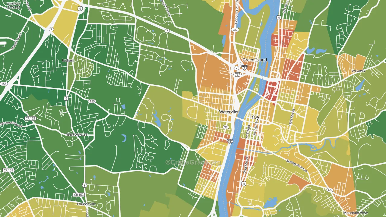 Watervliet, NY Map of Murder Rates
