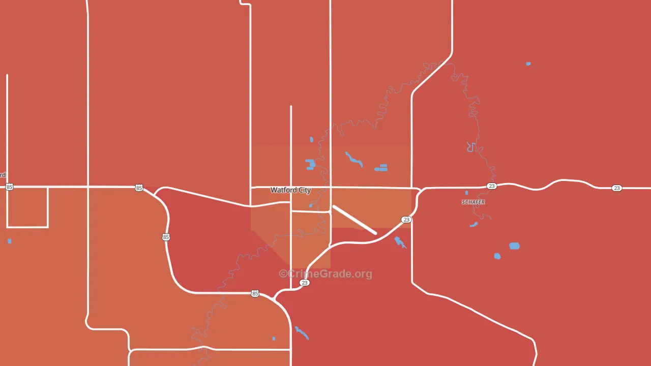 Watford City, ND Map of Murder Rates