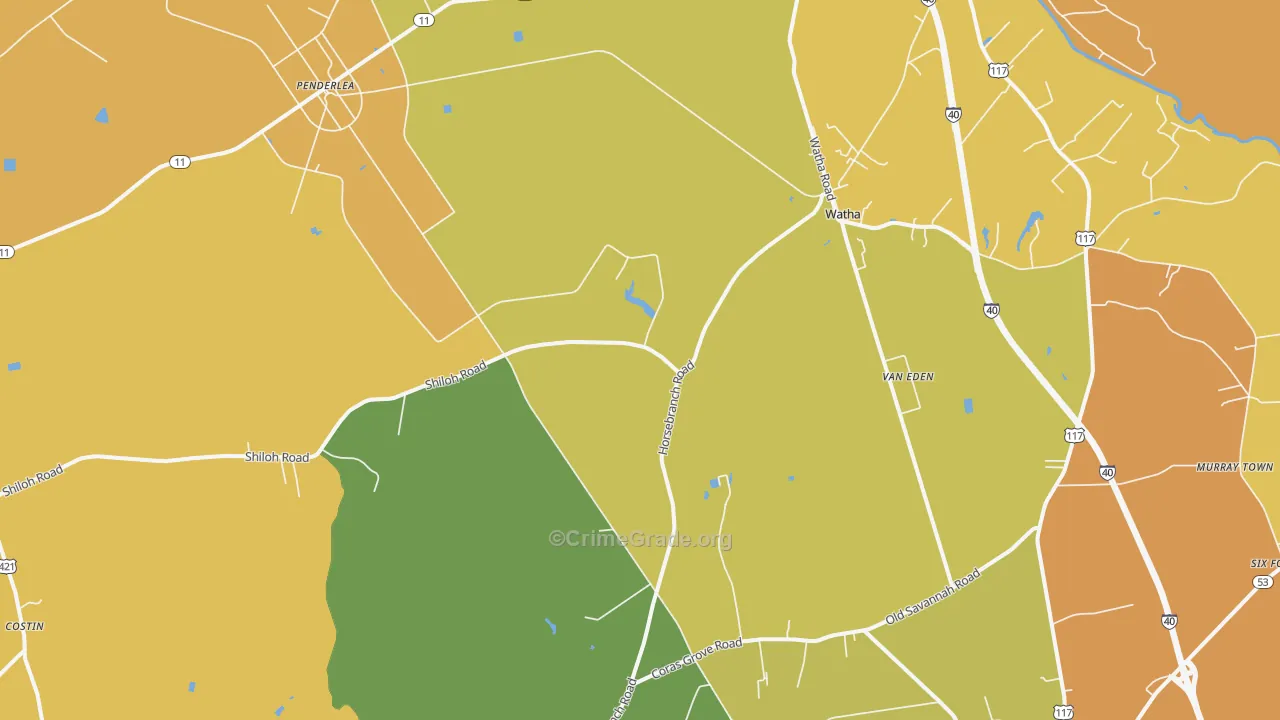Watha, NC Map of Murder Rates