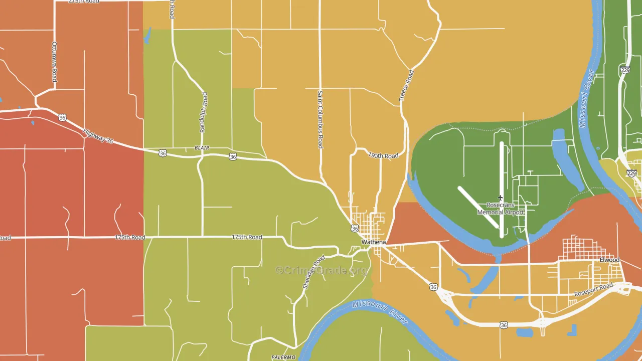 Wathena, KS Map of Murder Rates