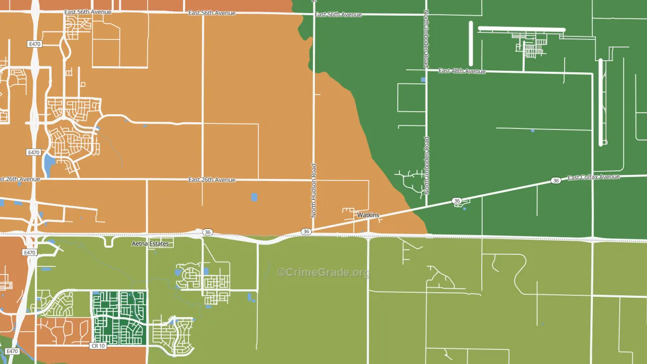 Watkins, CO Map of Murder Rates