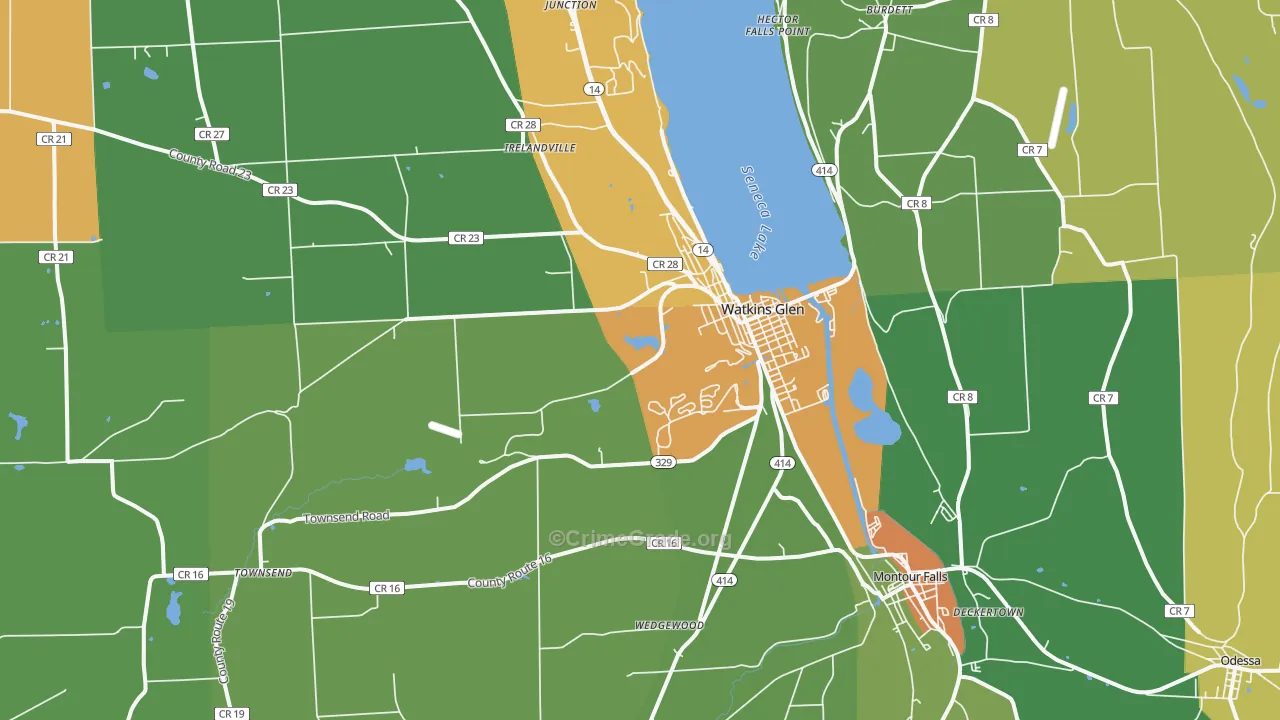 Watkins Glen, NY Map of Murder Rates