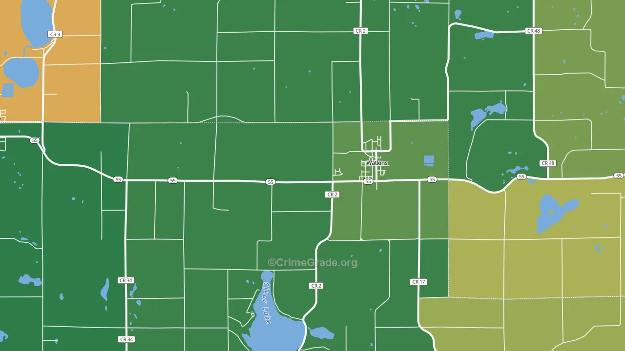 Watkins, MN Map of Murder Rates