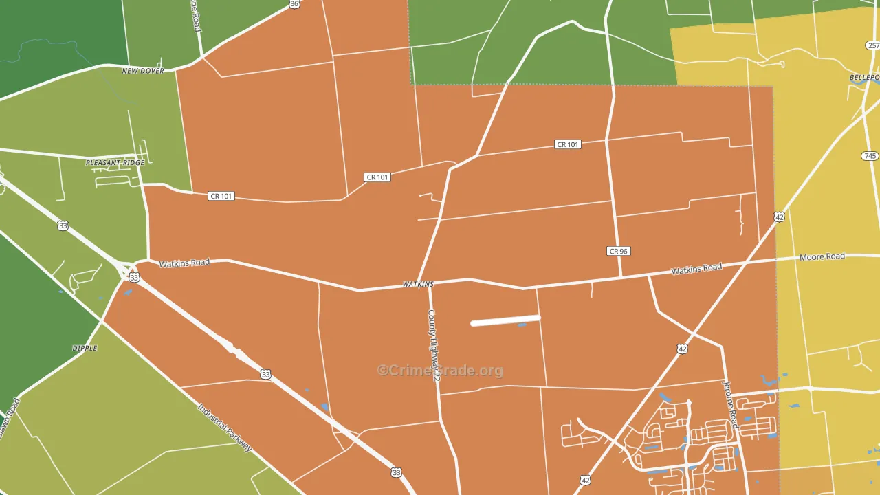 Watkins, OH Map of Murder Rates