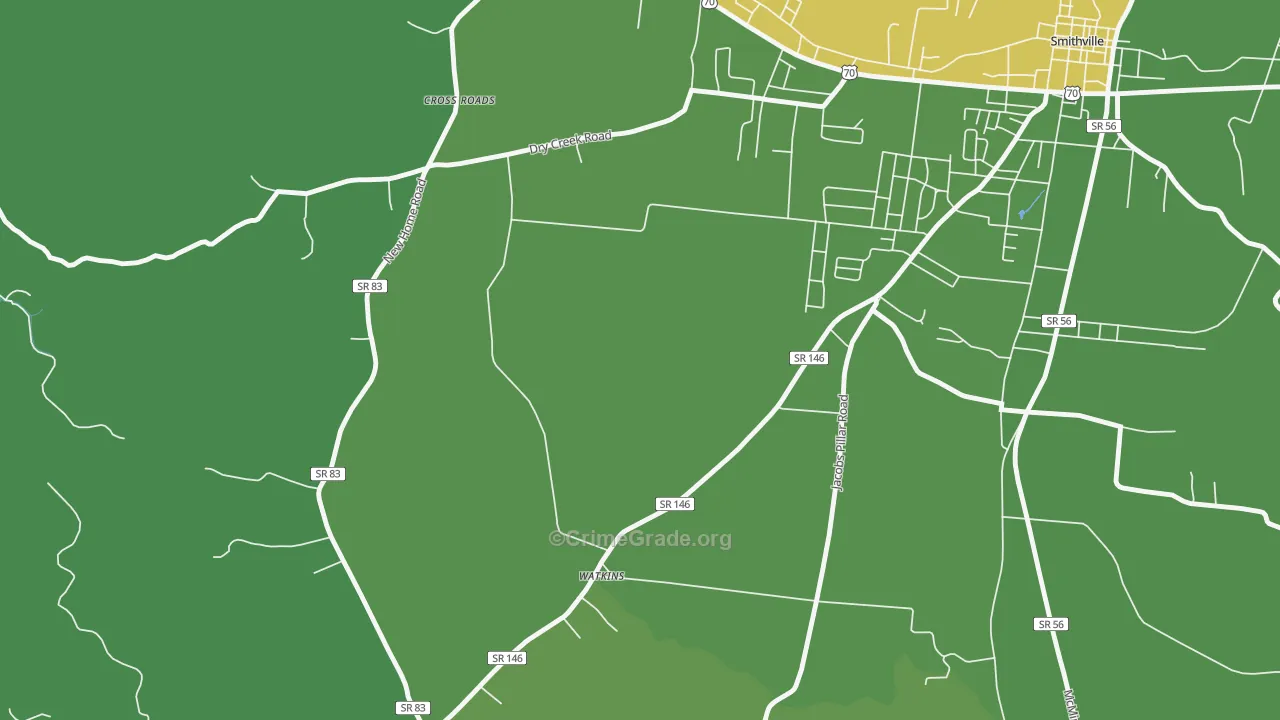 Watkins, TN Map of Murder Rates