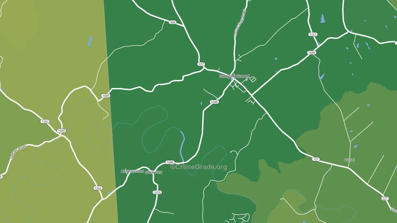 Watkinsville, KY Map of Murder Rates