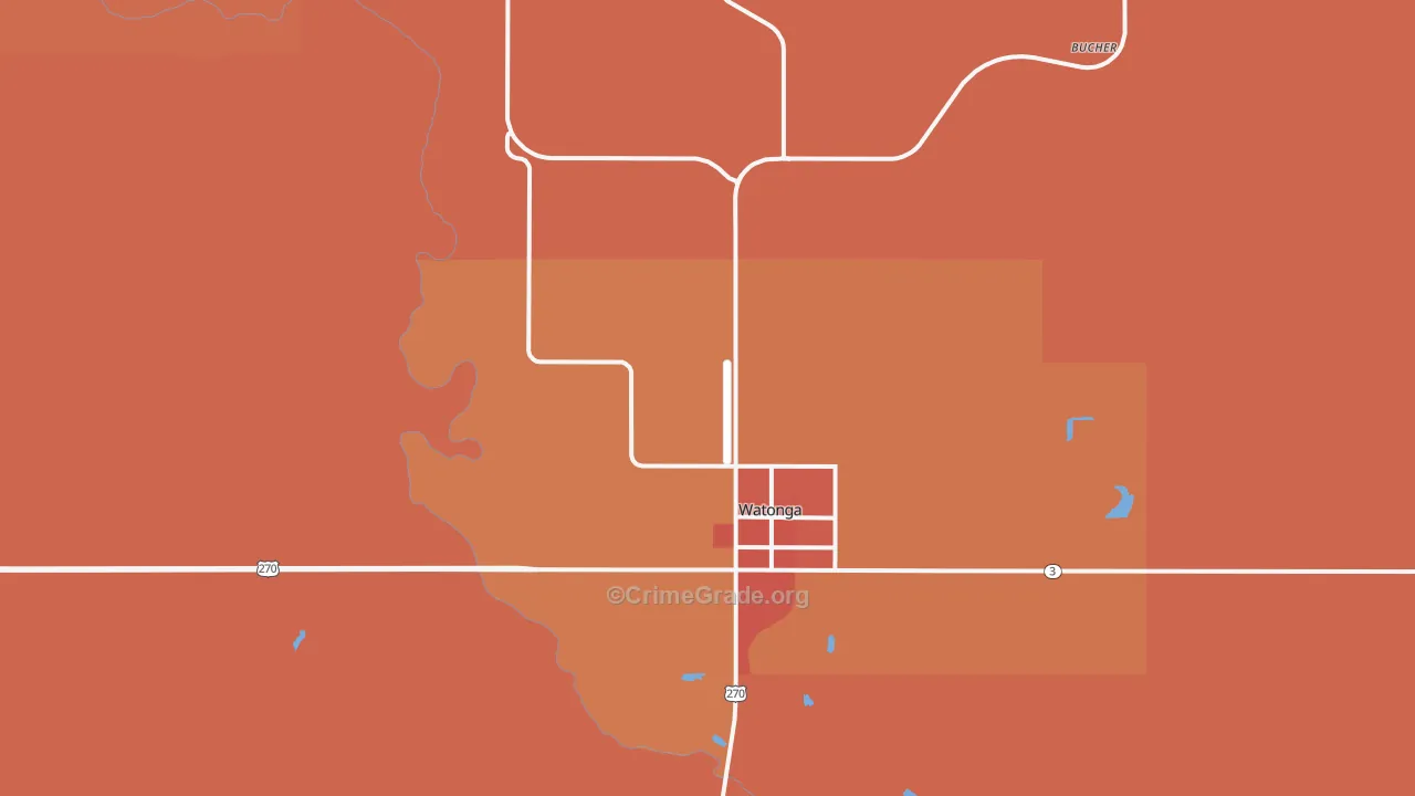 Watonga, OK Map of Murder Rates