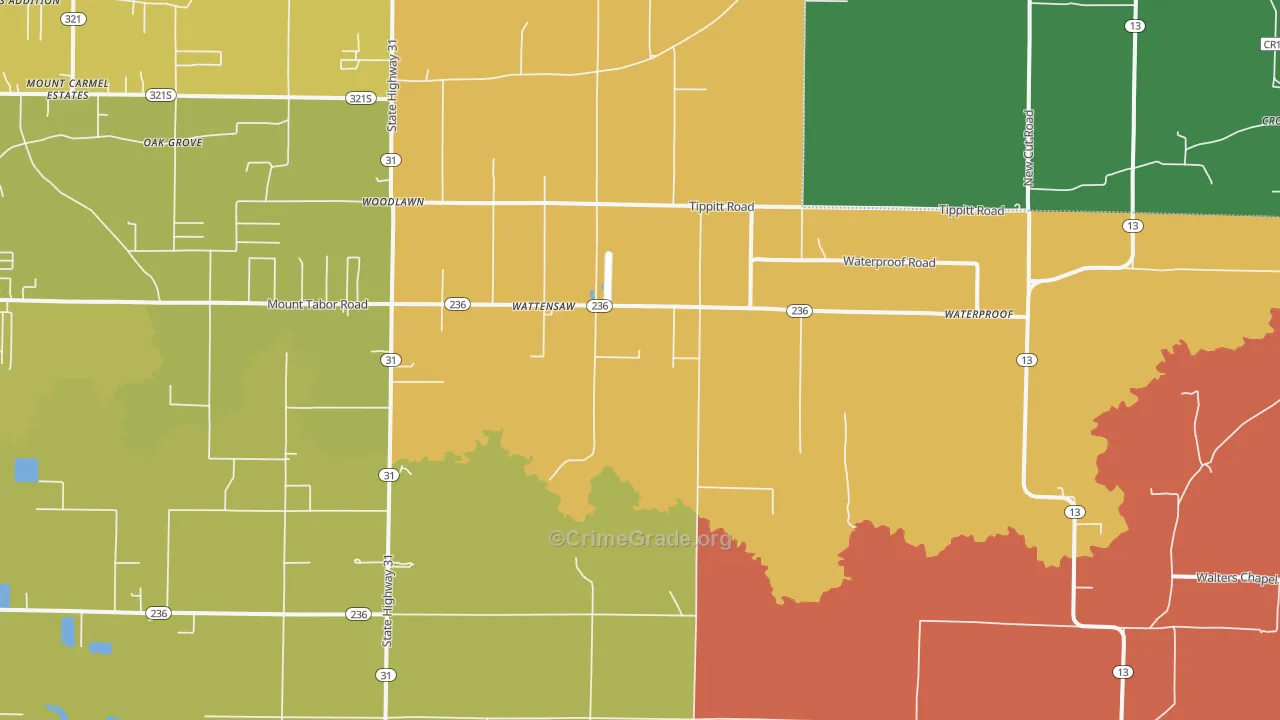 Wattensaw, AR Map of Murder Rates